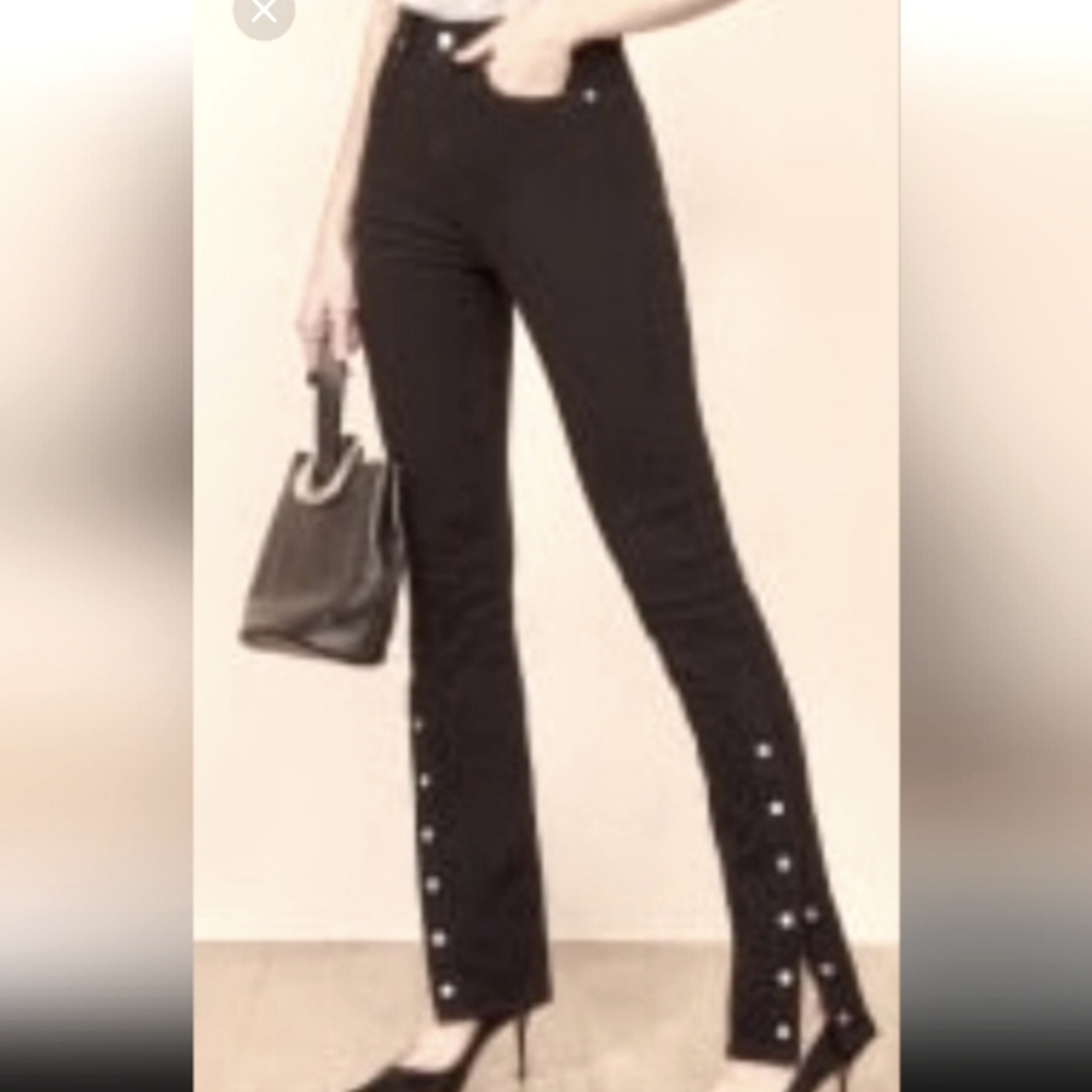 Reformation Kellen Snap Jeans Wash In Black High Rise  Straight Leg Size 25